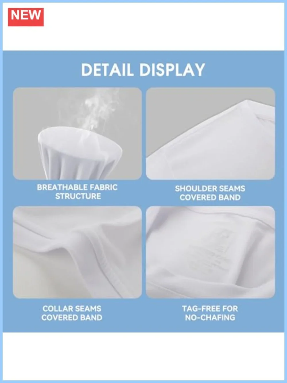 Men's Crewneck Undershirts 3 Pack Moisture-Wicking Slim Fit Tees